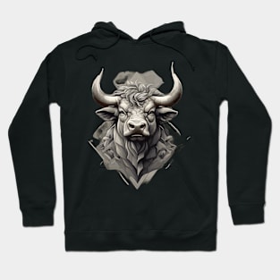 Grey Farm Bull Head with Horns Hoodie